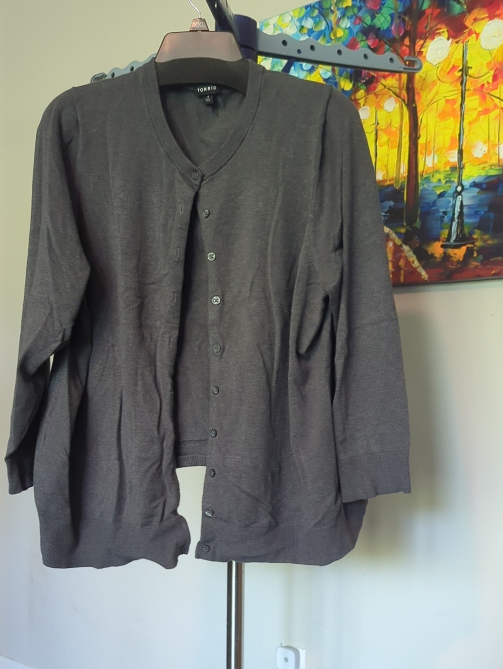 torrid Charcoal Gray Button-Front V-Neck Cardigan #2